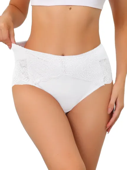 Allegra K- High Waist Lace Silky Brief Panties