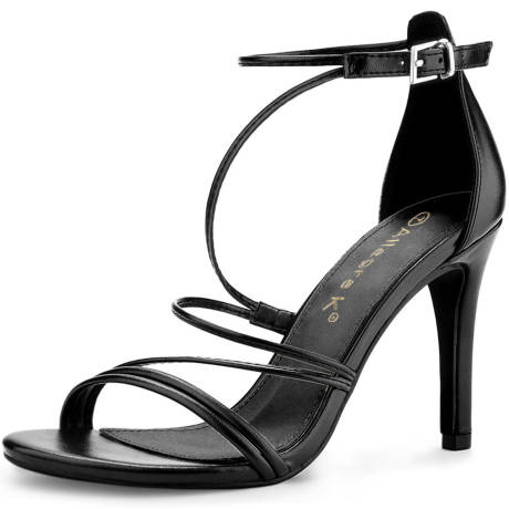 Allegra K - Party Strappy Stiletto Black High Heels Sandals