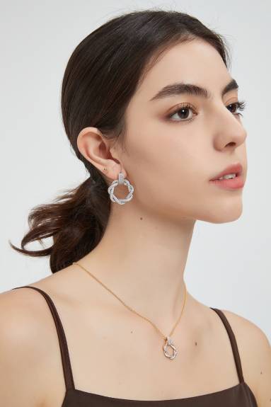 Classicharms-Ysabel Pavé Eternity Twist Hoop Earrings