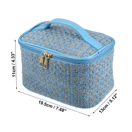 Unique Bargains- Travel Makeup Bag Organizer Case Woolen Plaid Pattern