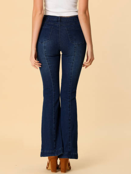 Allegra K - High Waist Stretchy Skinny Flare Jeans