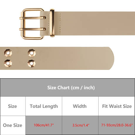 Unique Bargains- Unisex Double Grommet PU Leather Metal Buckle Belt