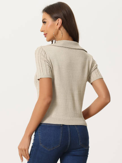 Allegra K- Collared V Neck Knit Polo Sweater