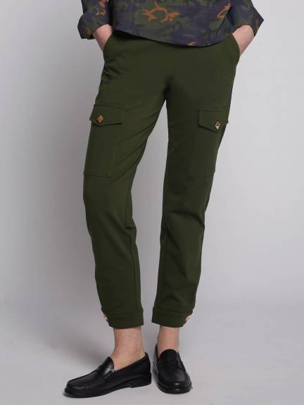 Vilagallo - Trouser Cargo Green Stretch Knit