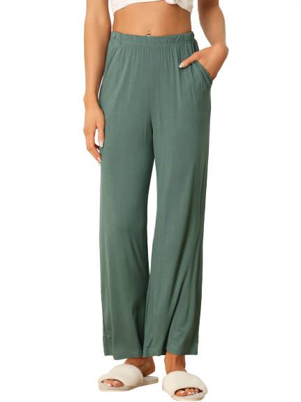 cheibear - Wide-Leg Straight Cotton Sleep Pants