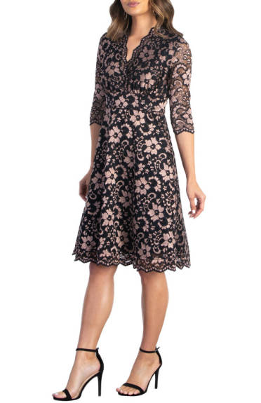 Kiyonna Mon Cherie Floral Lace Cocktail Dress