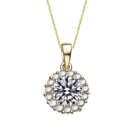 Genevive Sterling Silver with Colored Cubic Zirconia Round Pendant Necklace