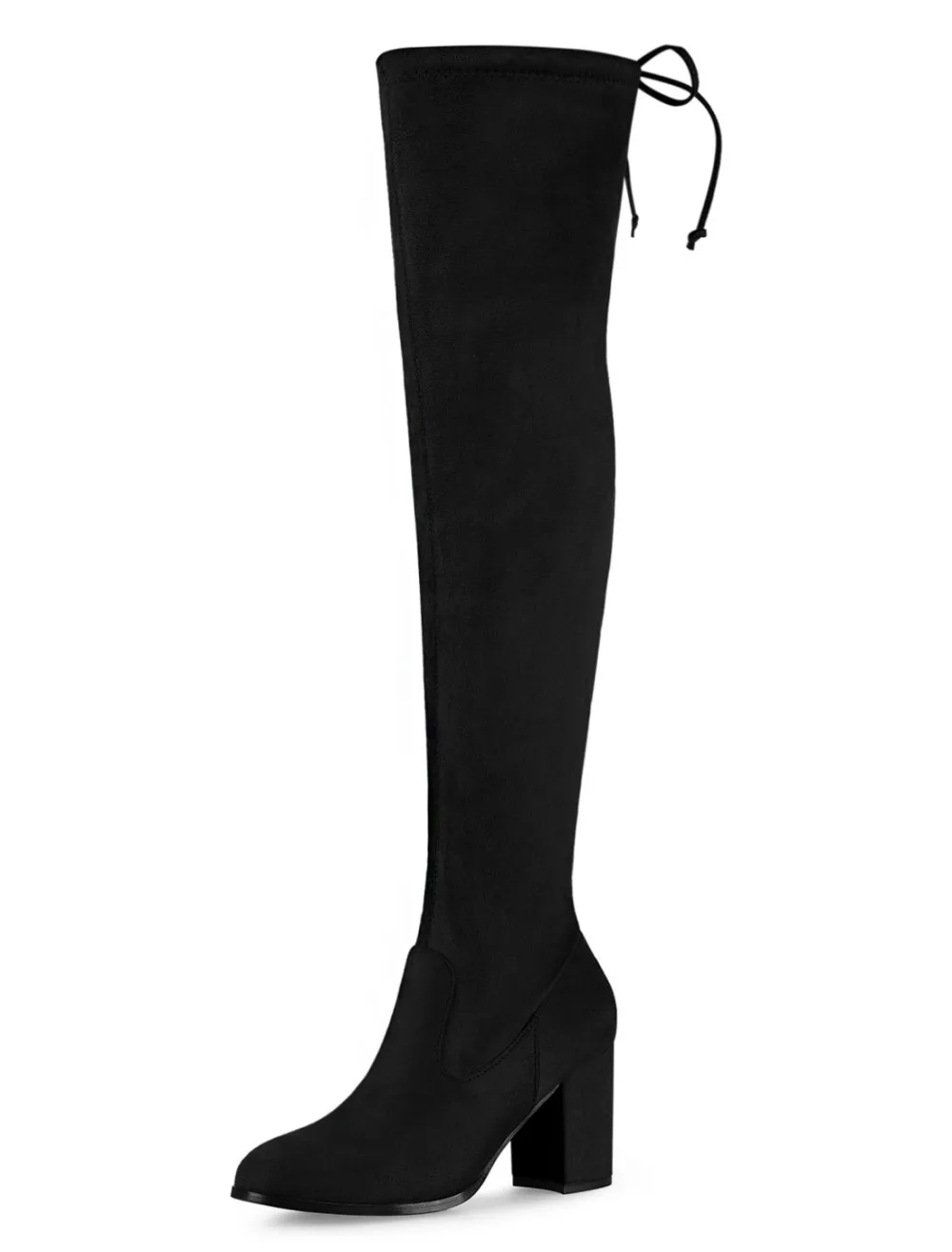 Allegra K- Chunky Heel Tied Over the Knee High Boots