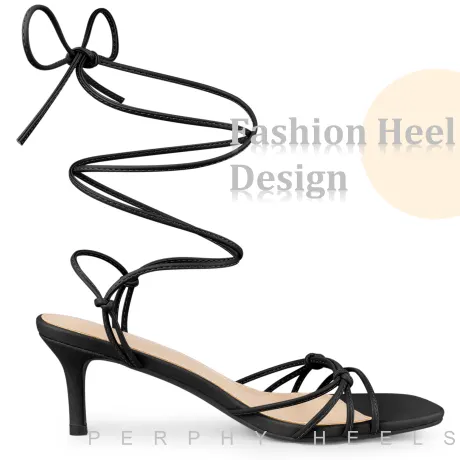 Allegra K- Kitten Heel Square Toe Strappy Sandals