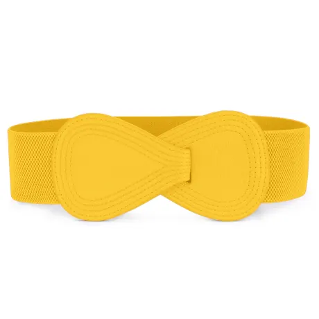 Allegra K- Interlock 8-Shaped Buckle Elastic Belt