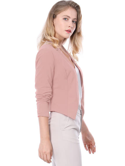 Allegra K- Suit Collarless Cropped Blazer Jacket