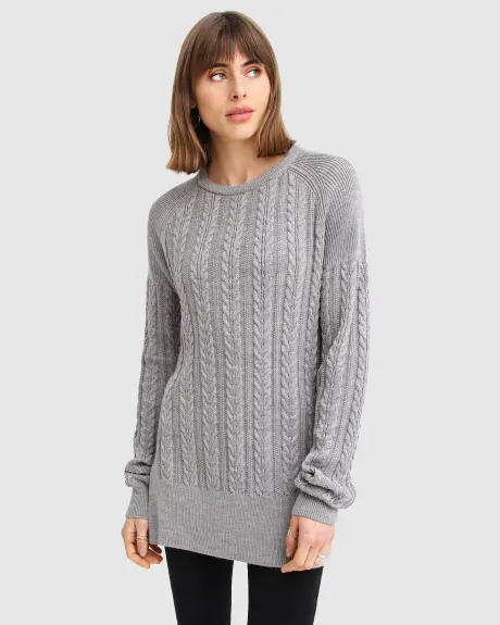 Belle & Bloom - At Last Cable Knit Jumper with Slit