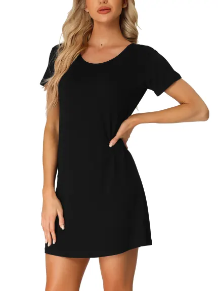 cheibear - Round Neck Basic T-Shirt Nightgown