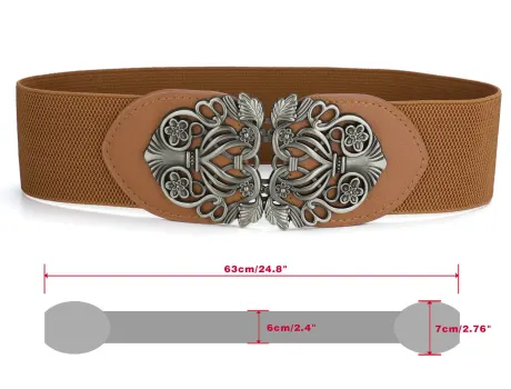 Allegra K- Wide High Stretchy Waist Belt with Metal Buckle