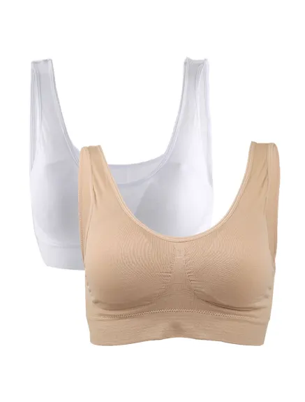 Allegra K- Removable Pads Seamless Wirefree Sleep Vest Top Bra