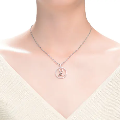 Collier à pendentif ruban bicolore en cercle ouvert