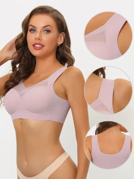 Allegra K- Push Up Full Coverage Mesh Wirefree Minimizer Bras