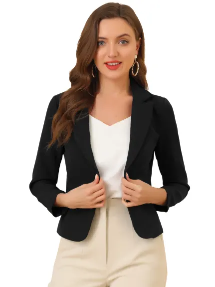 Allegra K- Open Front Crop Blazer Jacket