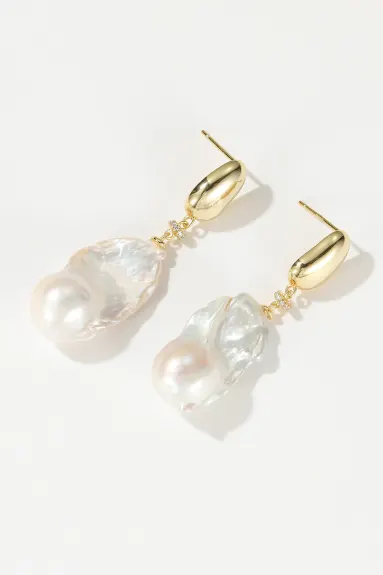 Classicharms-Doris Natural Baroque Pearl Drop Earrings