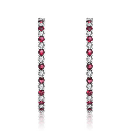 Rachel Glauber Big Hoop with Colored Cubic Zirconia Earrings