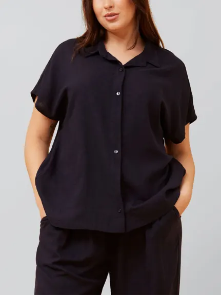 Annick - Vera Linen Shirt Short Sleeves Button Solid