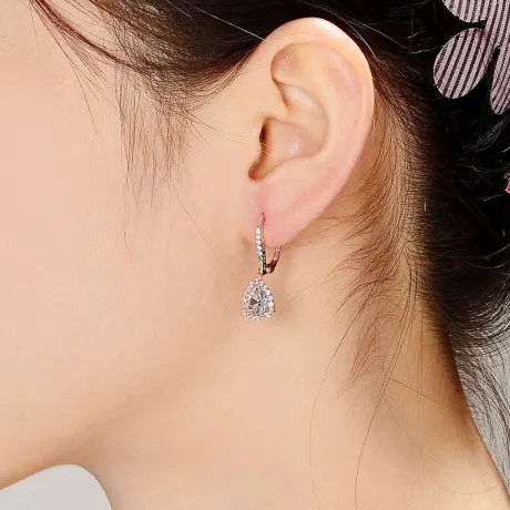 Boucles d'oreilles pendantes en argent sterling avec zircones cubiques colorées