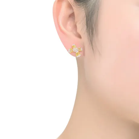 Genevive Boucles d'oreilles papillon en argent sterling avec baguette colorée et oxyde de zirconium