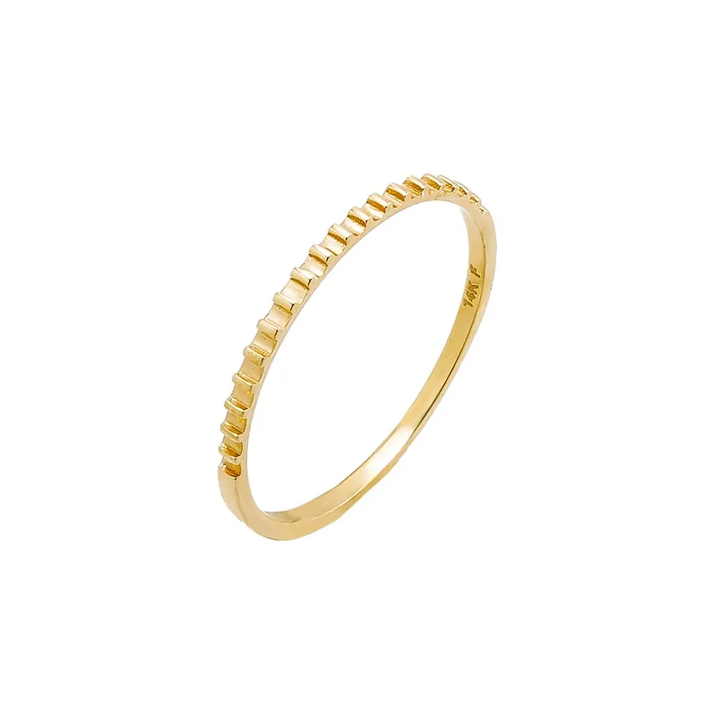 Solid Ridged Band Ring 14K