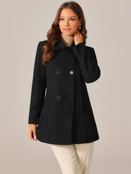 Allegra K - Classic Winter Double Breasted Peacoat