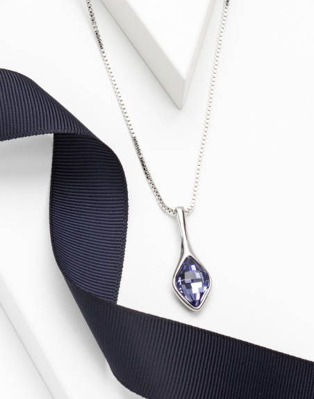 Rhodium Plated Crystal Marquis Pendant Necklace in erinite - callura