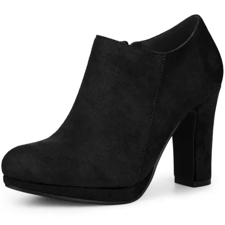 Allegra K - Round Toe Platform Zip-up Ankle Booties