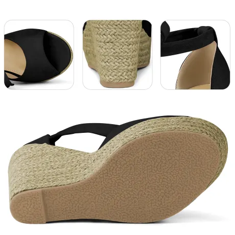 Allegra K - Espadrilles à plateforme, sandales compensées