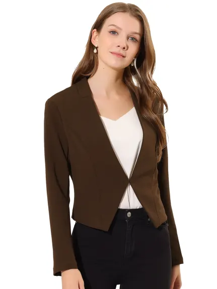 Allegra K- Suit Collarless Cropped Blazer Jacket