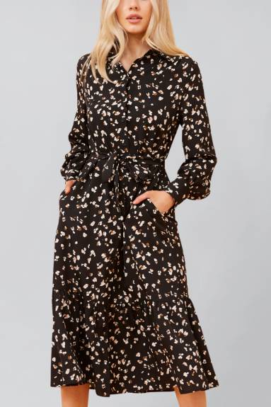 Annick - Renee Maxi Shirt Dress Printed Black