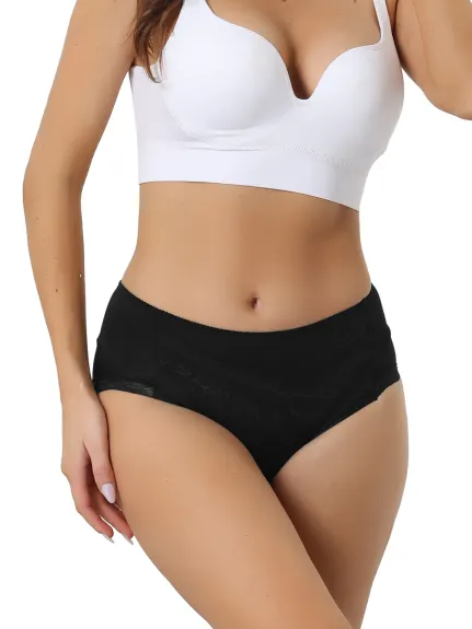 Allegra K- Slip sous-vêtement extensible taille moyenne en dentelle pour femme