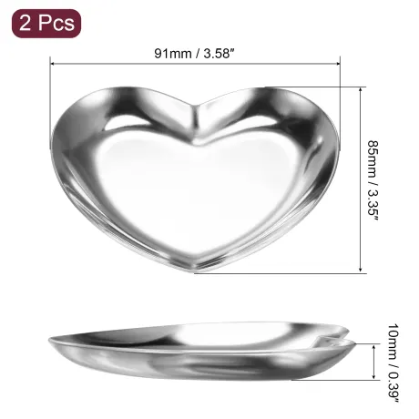 Cheibear- Stainless Steel Heart Plate Decor 2pcs