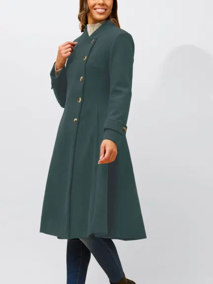 Annick - Harper Retro Flared Coat Side Buttons