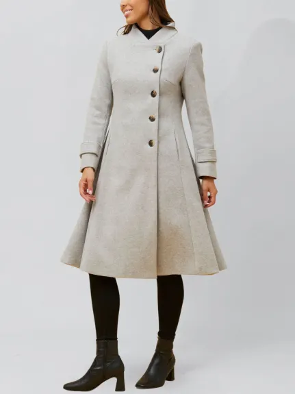 Annick - Harper Retro Flared Coat Side Buttons