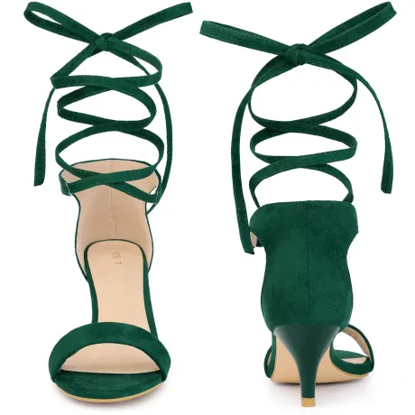 Allegra K- Lace Up Kitten Heels Sandals