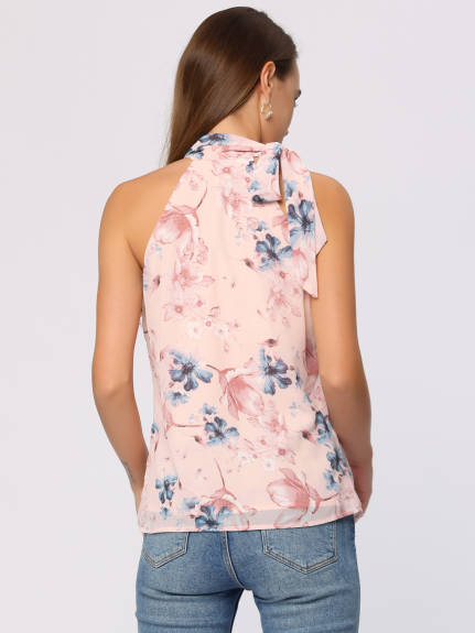 Allegra K- Halter Necks Floral Cami Top