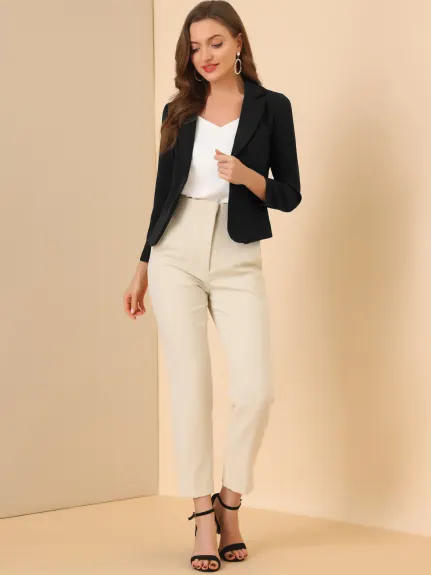 Allegra K- Open Front Crop Blazer Jacket