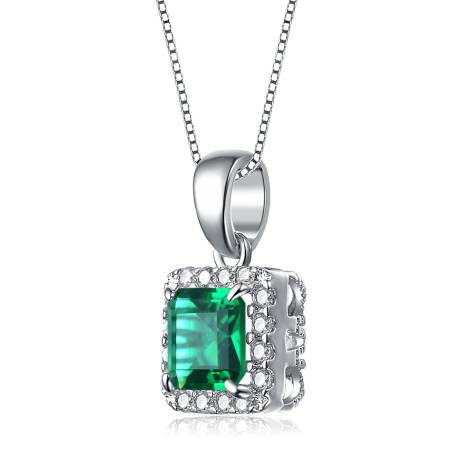 Collier avec pendentif goutte en argent sterling avec zircone cubique colorée, taille Asscher, cadre carré