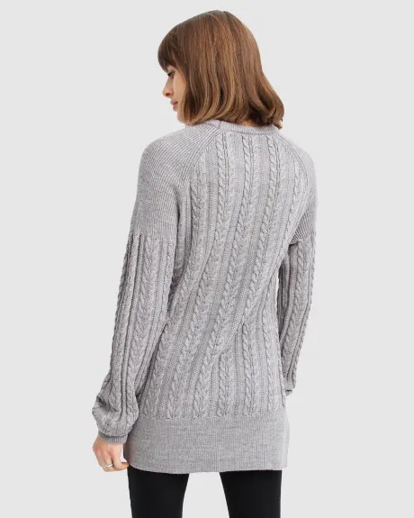 Belle & Bloom - At Last Cable Knit Jumper with Slit