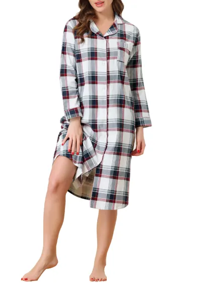 cheibear - Plaid/Heart Printed Lounge Sleepshirt