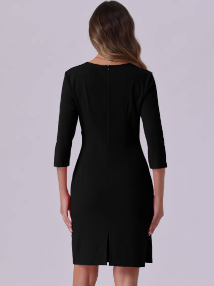 INSPIRE CHIC - Faux Wrap V-Neck Sheath Dress