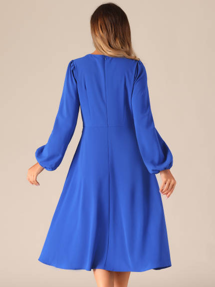 Allegra K - Flowy Maxi Lantern Long Sleeves Dress