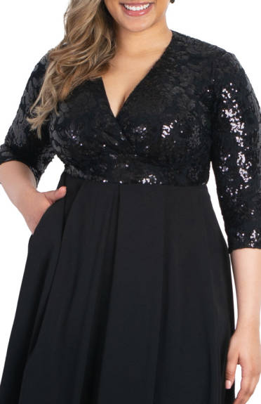 Kiyonna Paris Pleated Sequin Gown (Plus Size)