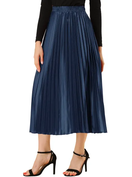 Allegra K - Elastic Waist Accordion Pleated Midi Skirt