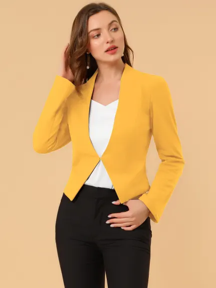 Allegra K- Suit Collarless Cropped Blazer Jacket