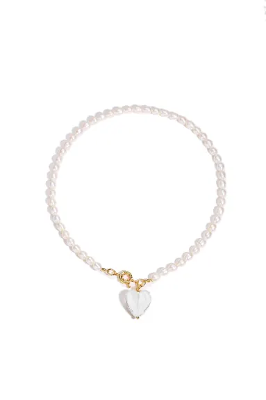 Classicharms-Esmée Glaze Heart Pendant Pearl Necklace